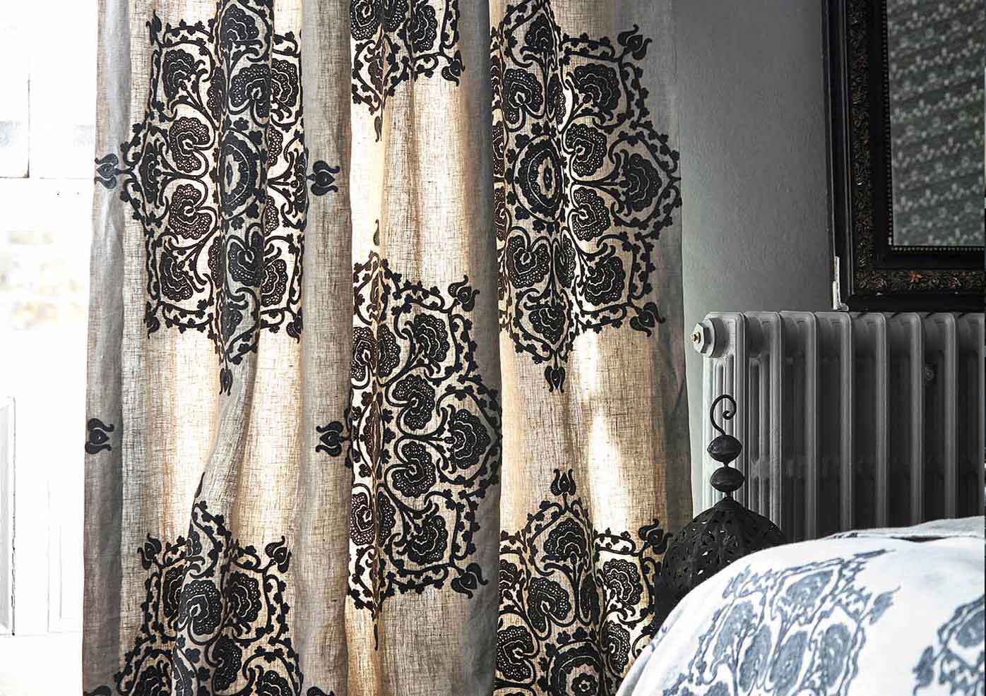 embroidered translucent curtains
